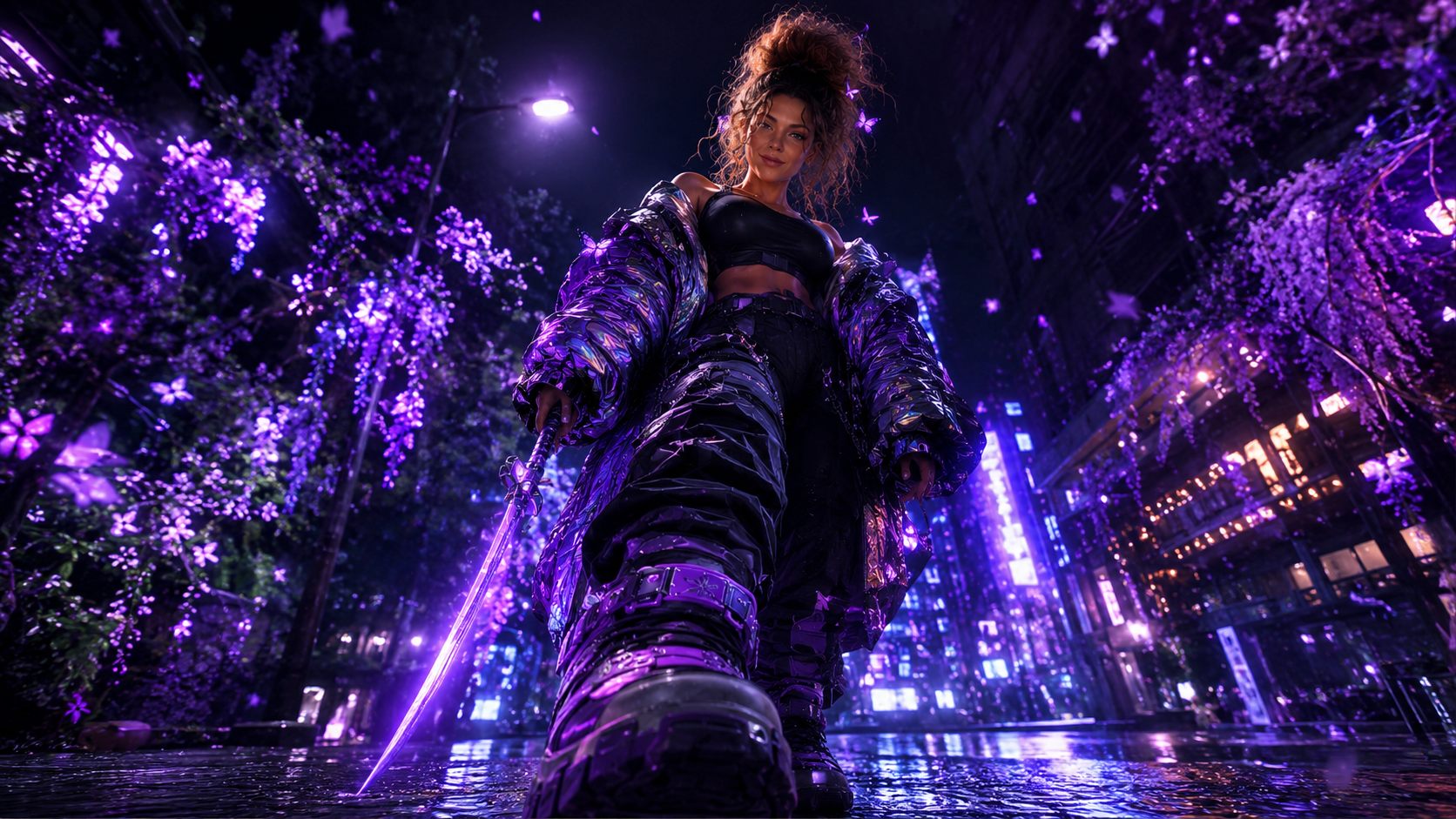 Neon Warrior AI wallpaper by SmokerGreenOG